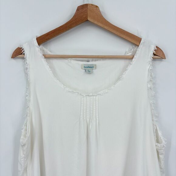 Sundance Women's White Scoop Neck Tiered Tank Top Large - Picture 4 of 11